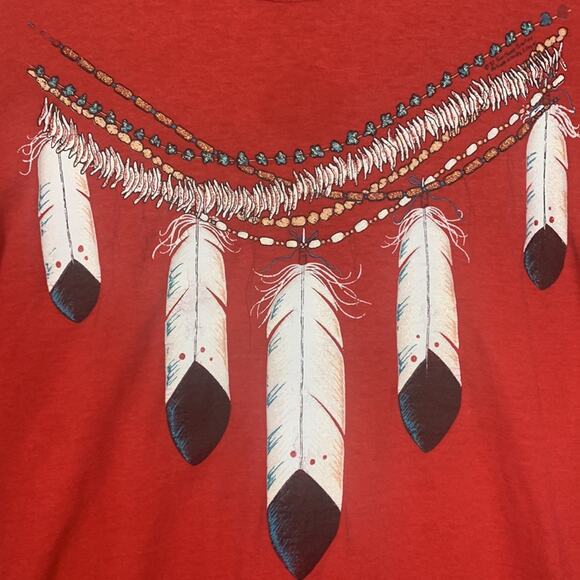 Vintage 90s mens XL Screen Stars Best red single stitch t shirt tee native india - Picture 5 of 8